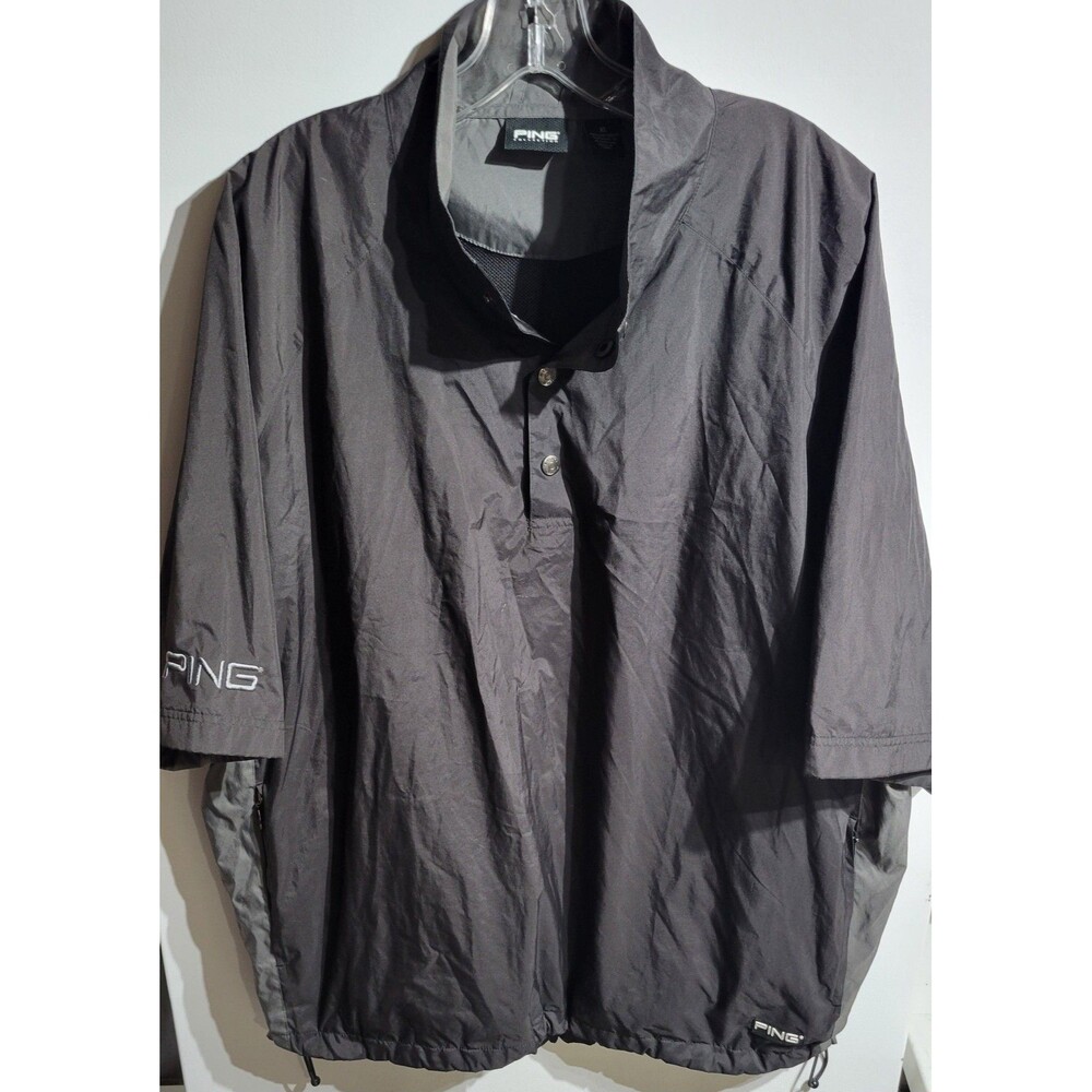 Ping Mens Black Gray Polyester 3/4 Sleeve Golf Windbreaker Size XL